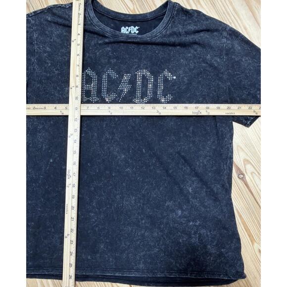 AC/DC Embellished Lettering Black Short Sleeve T-shirt Women’s Large - Picture 3 of 4